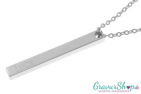 Säulen Edelstahlanhänger 45 x 5 mm Silber poliert mit Gravur