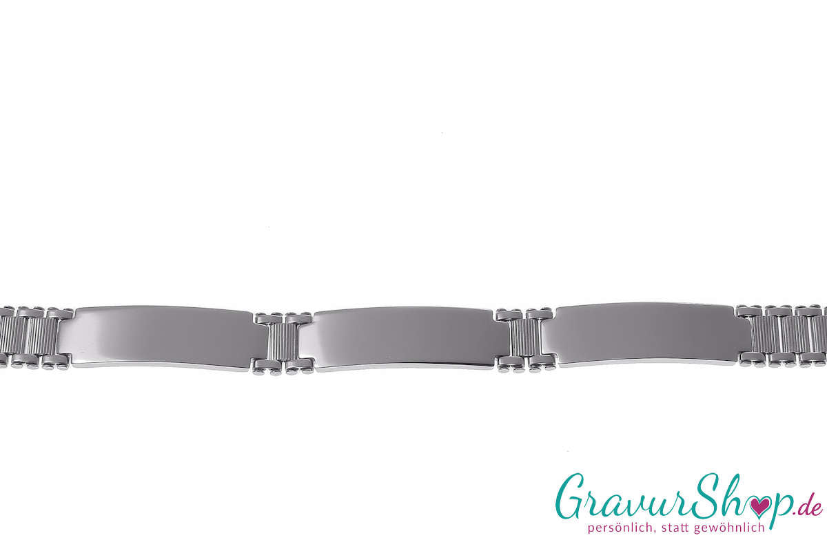 Edelstahlarmband 21 cm 3 Gravurplatten mit Gravur
