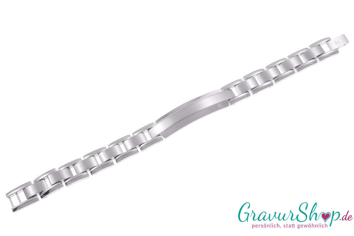 Massives Glieder Edelstahlarmband 21 cm mit Gravur