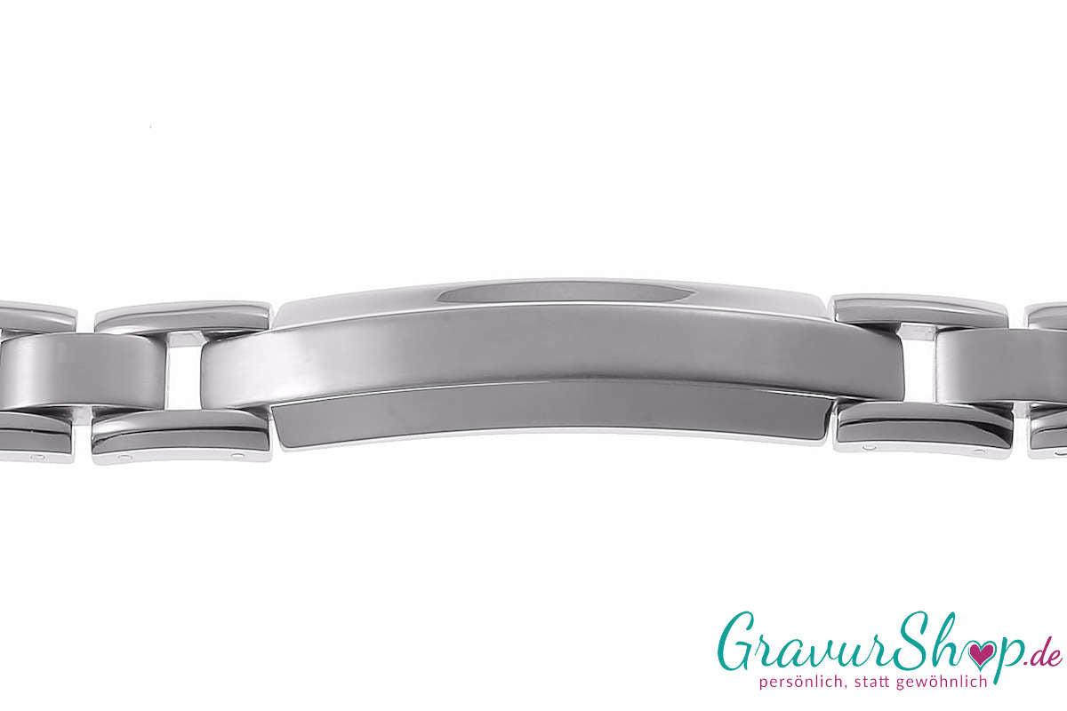 Massives Glieder Edelstahlarmband 21 cm mit Gravur