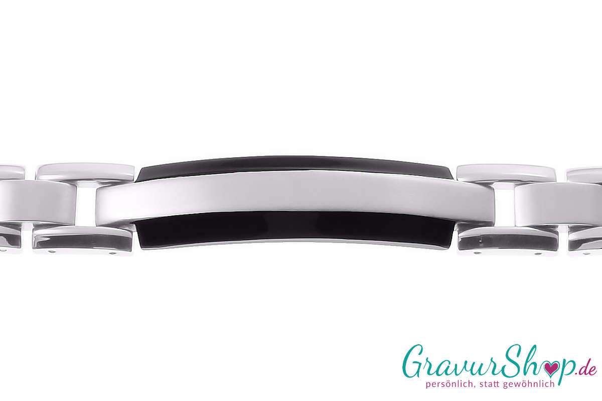 Massives Edelstahlarmband dunkeleloxiert 21 cm mit Gravur