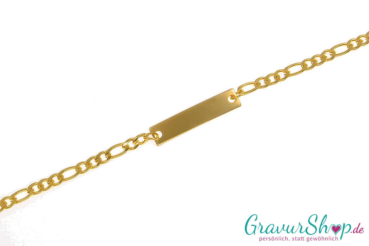 Figaro Edelstahlarmband vergoldet 18+3 cm mit Gravur