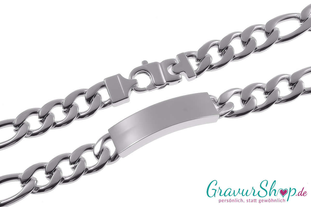 Massives Edelstahlarmband Hochglanz 23 cm mit Gravur