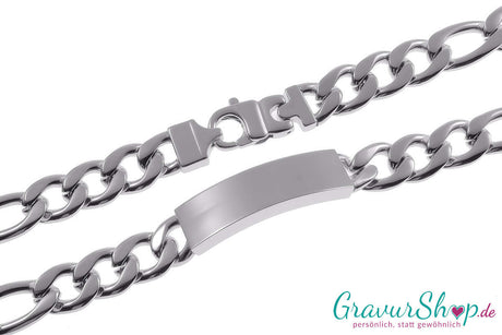 Massives Edelstahlarmband Hochglanz 23 cm mit Gravur