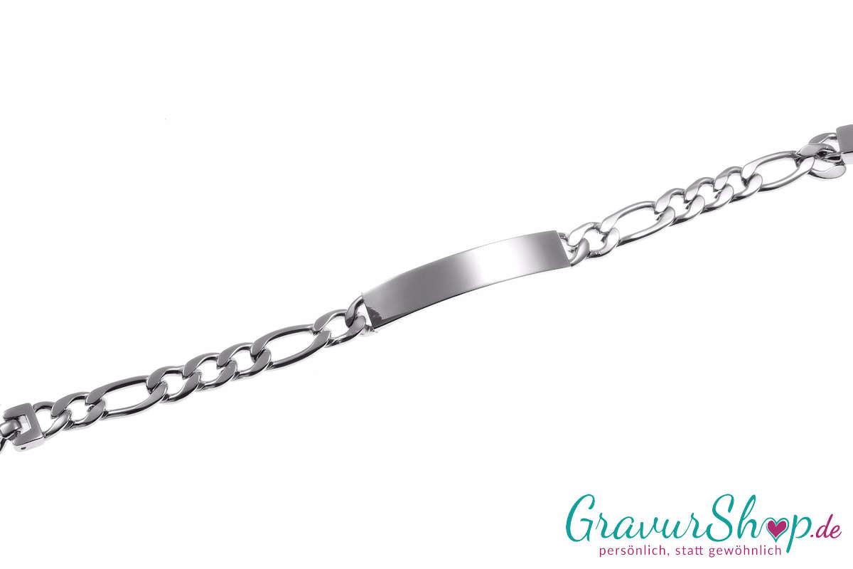 Figaro Edelstahlarmband 19 cm Hochglanz mit Gravur