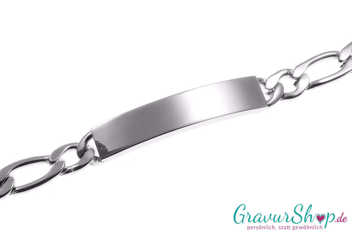 Figaro Edelstahlarmband 19 cm Hochglanz mit Gravur