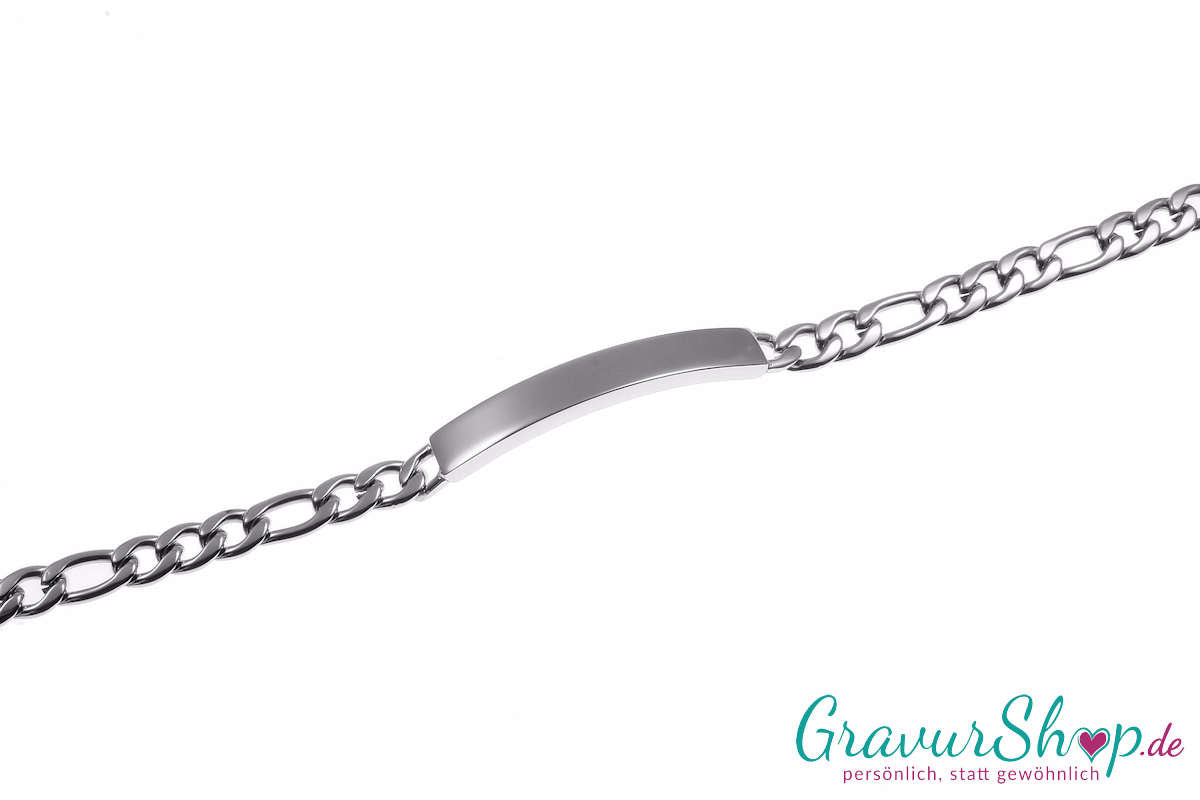 Figaro Edelstahlarmband 21 cm breit 6 mm mit Gravur