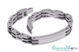 Edelstahlarmband 21 cm mattiert/dunkel eloxiert mit Gravur