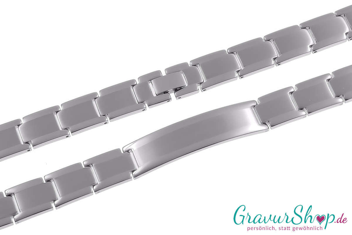 Edelstahlarmband 20 cm, breit 12 mm Hochglanz mit Gravur