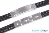 Geflochtenes Lederarmband mit Gravurplatte mit Gravur