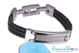 Geflochtenes Lederarmband mit Gravurplatte inkl. Wunschgravur