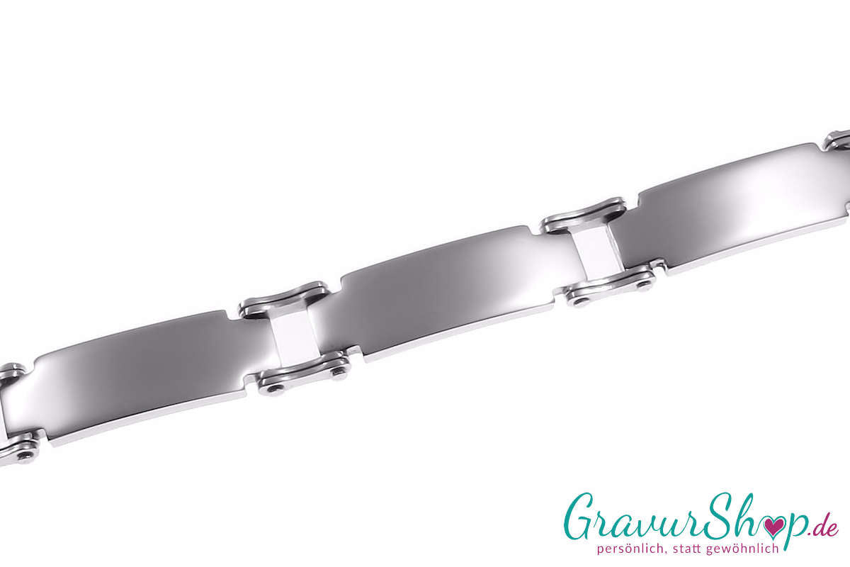 Edelstahlarmband 20 cm, breit 13 mm Hochglanz mit Gravur