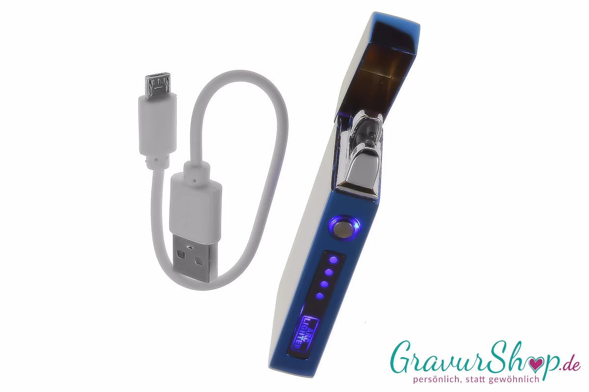 USB X Lichtbogen-Feuerzeug blau mit Ladekabel