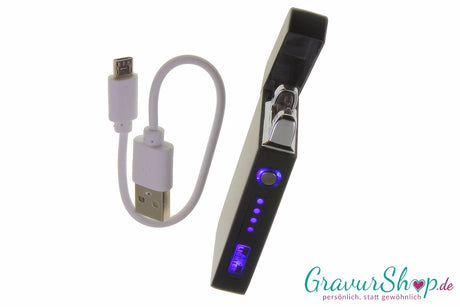 USB X Lichtbogen-Feuerzeug schwarz mit Ladekabel