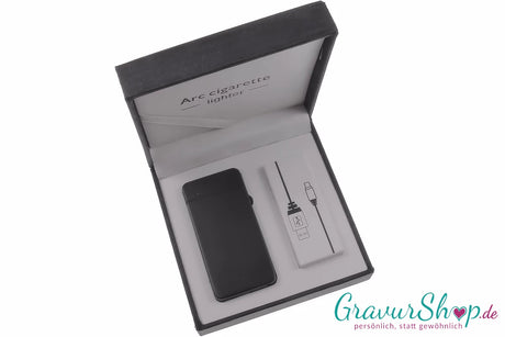 USB X Lichtbogen-Feuerzeug schwarz mit Gravur