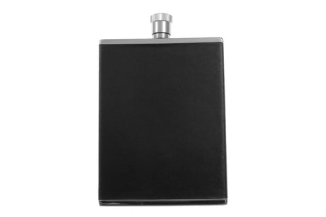 Flachmann mit schwarzem Leder und Gravur - Nr. 18 