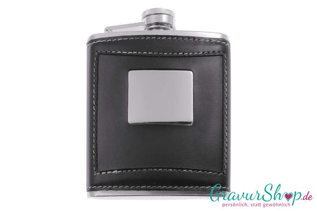 Flachmann 19 B schwarz mit Gravur Bild 2