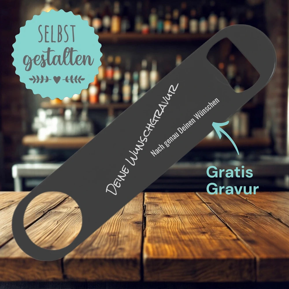 Flaschenöffner schwarz mit Gravur * Nr 01 – GravurShop