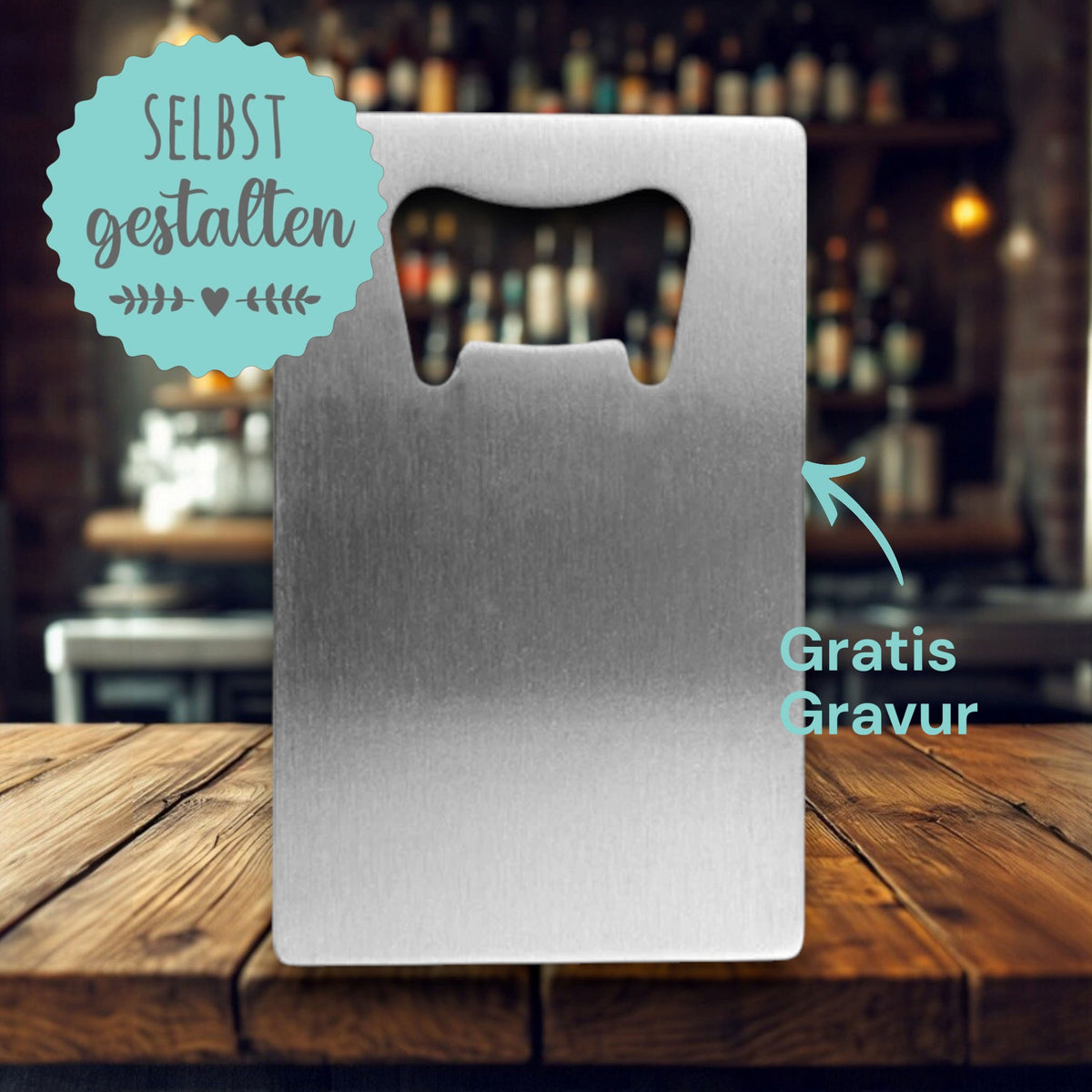 Flaschenöffner mit Gravur | Personalisiert nach einen Wünschen | Edelstahl Silber