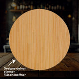 Runder Holz Flaschenöffner mit Gravur | Frei gestalten | Personalisierbar mit Text + Motiven