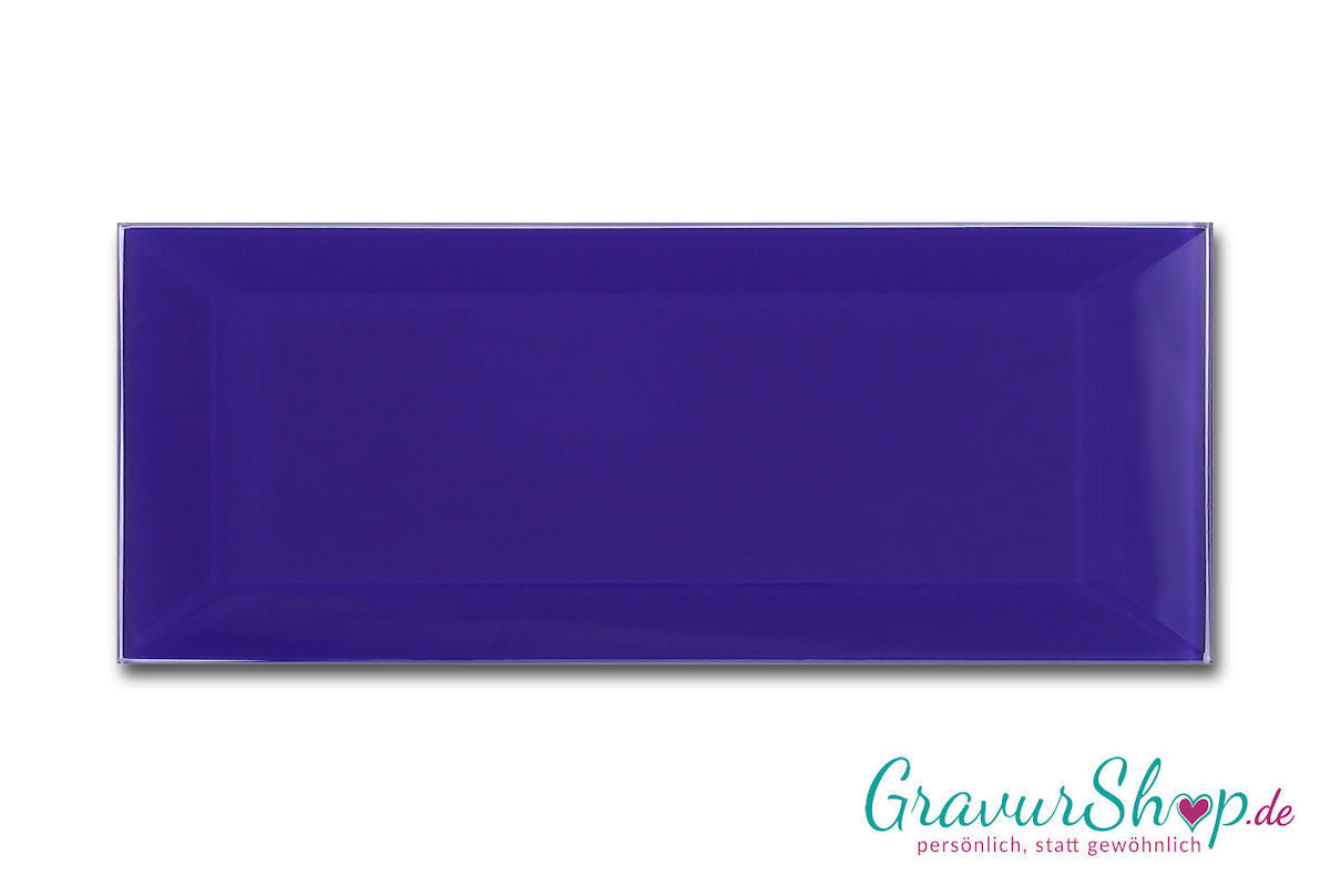 Glasschild in Blau B mit Lasergravur