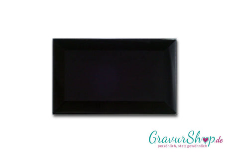 Glasschild in schwarz mit Lasergravur