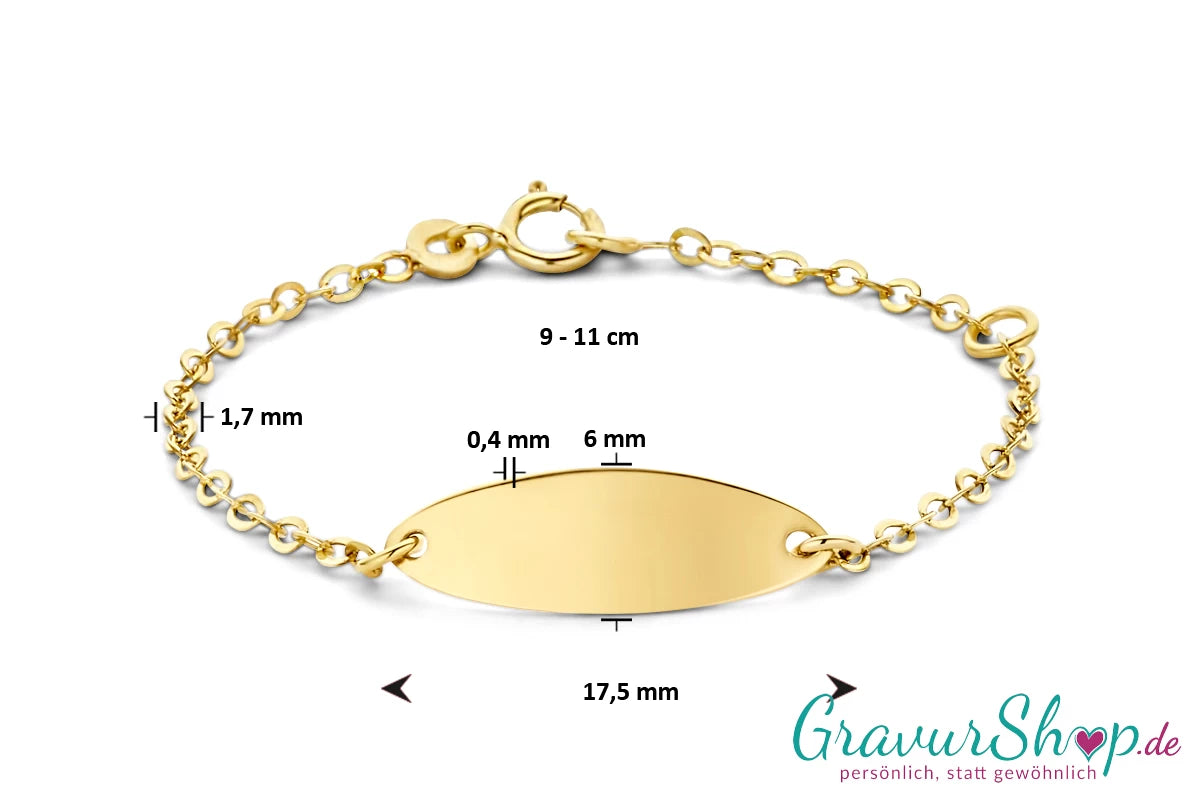 Kinderarmband Gold Anker 2 Längen mit Gravur
