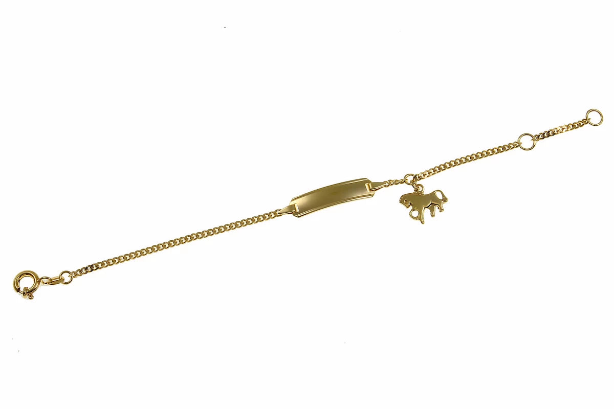 333er Gold Kinderarmband Pferdchenanhänger 12-14 cm mit Gravur