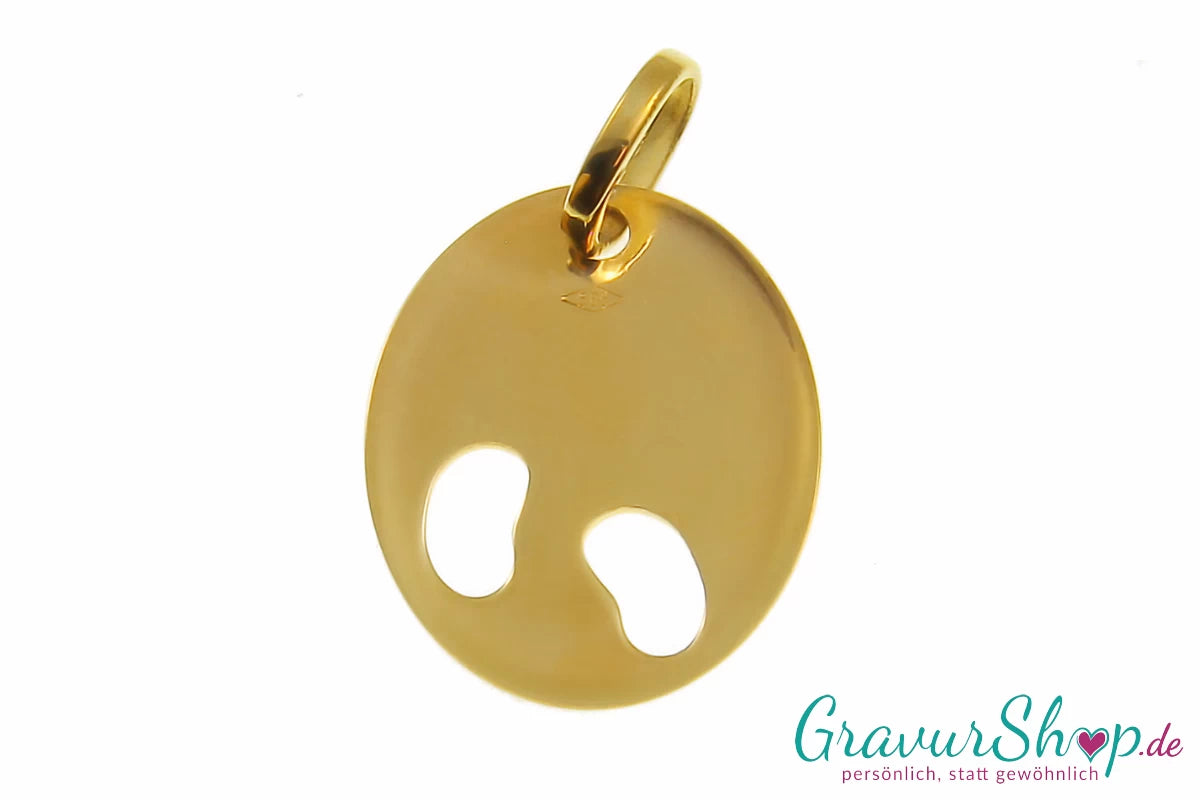 14 Karat Goldanhänger oval mit Gravur