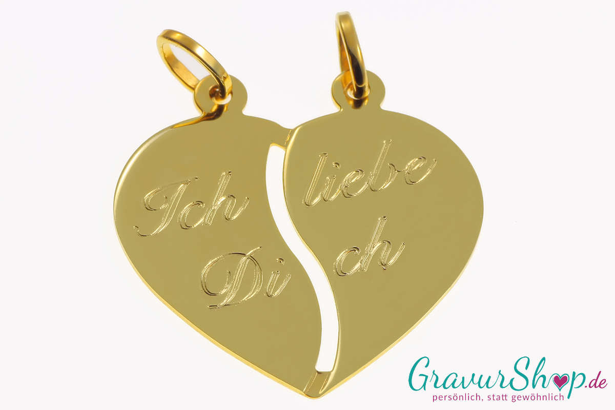 Gold Partneranhänger 14 mit Gravur
