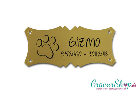 Grabschild für Tiere 04 Messing mit Gravur