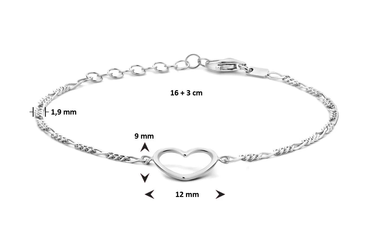 925 Silber rhodiniertes Armband mit Herz