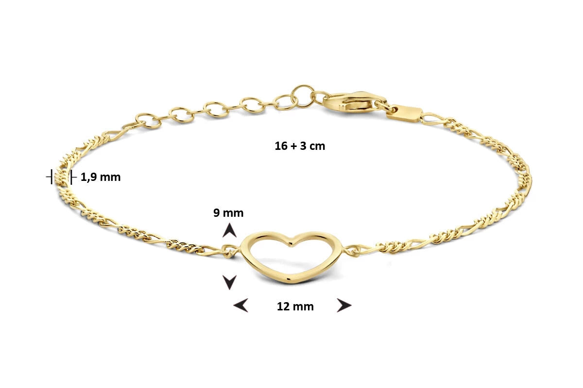 925 Silber vergoldetes Armband mit Herz