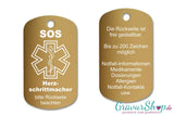 Herz Schrittmacher - SOS Notfallkette, Notfallanhänger mit Gravur - gold