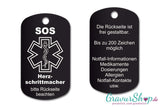Herz Schrittmacher - SOS Notfallkette, Notfallanhänger mit Gravur - schwarz