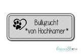 Hunde & Katzenschild Modell F mit Gravur silber gebürstet