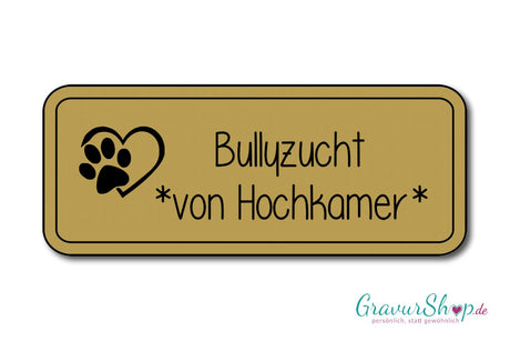 Hunde & Katzenschild Modell F mit Gravur gold matt
