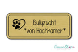 Hunde & Katzenschild Modell F mit Gravur gold gebürstet