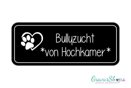 Hunde & Katzenschild Modell F mit Gravur schwarz