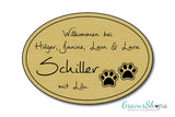 Hunde & Katzenschild Modell K mit Gravur gold gebürstet