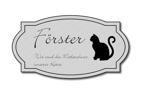 Hunde & Katzenschild Modell L mit Gravur silber matt