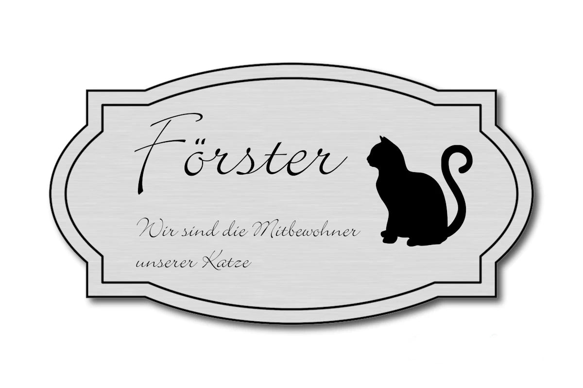 Hunde & Katzenschild Modell L mit Gravur silber gebürstet