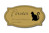 Hunde & Katzenschild Modell L mit Gravur gold matt