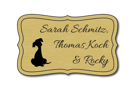 Hunde & Katzenschild Modell M mit Gravur gold gebürstet