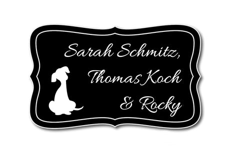 Hunde & Katzenschild Modell M mit Gravur schwarz