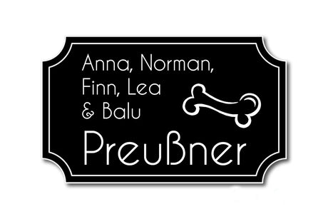 Hunde & Katzenschild Modell N mit Gravur schwarz