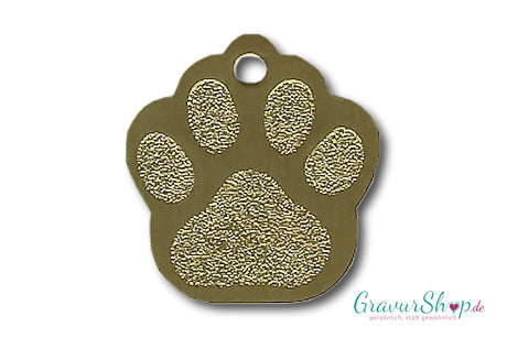 Katzenmarke Alu Pfote Nr. 01 mit Gravur Gold