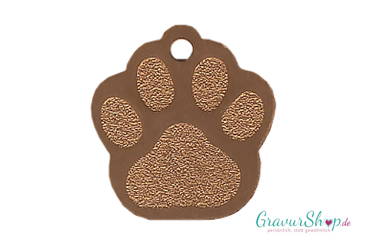 Katzenmarke Alu Pfote Nr. 01 mit Gravur Kupfer