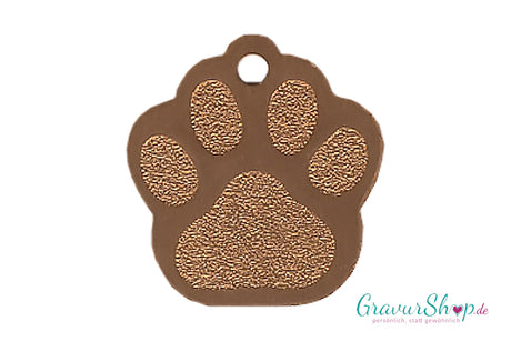 Katzenmarke Alu Pfote Nr. 01 mit Gravur Kupfer