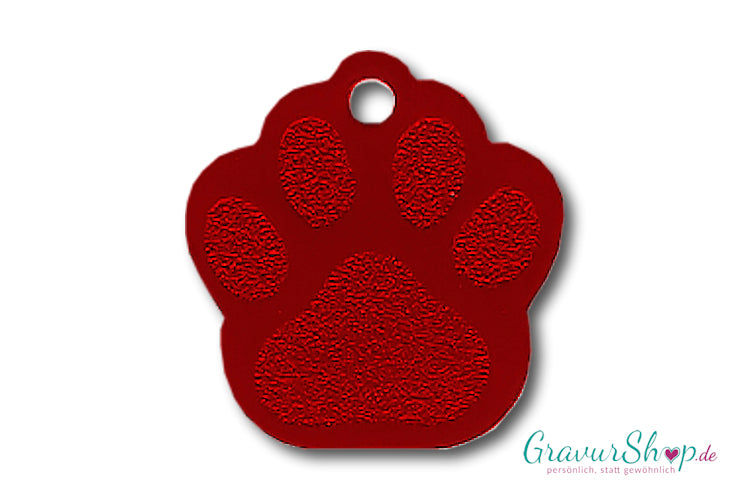 Katzenmarke Alu Pfote Nr. 01 mit Gravur Rot